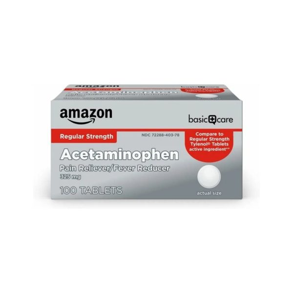 Amazon Basic Care Pain Relief, Acetaminophen Tablets 325 mg, Regular Strength (100 Count) Online