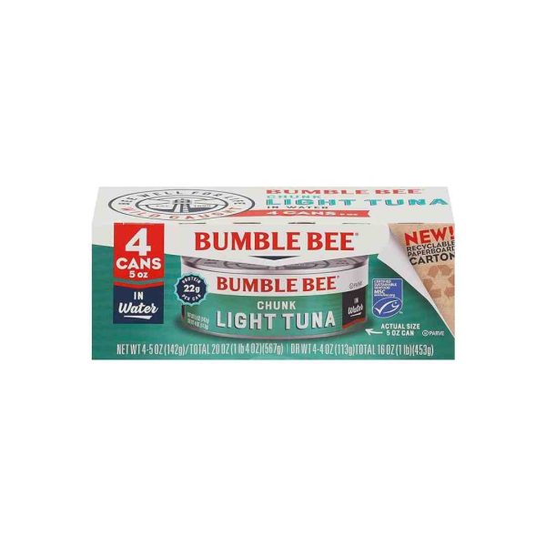 4 Cans of Bumble Bee Chunk Light Tuna In Water Online now