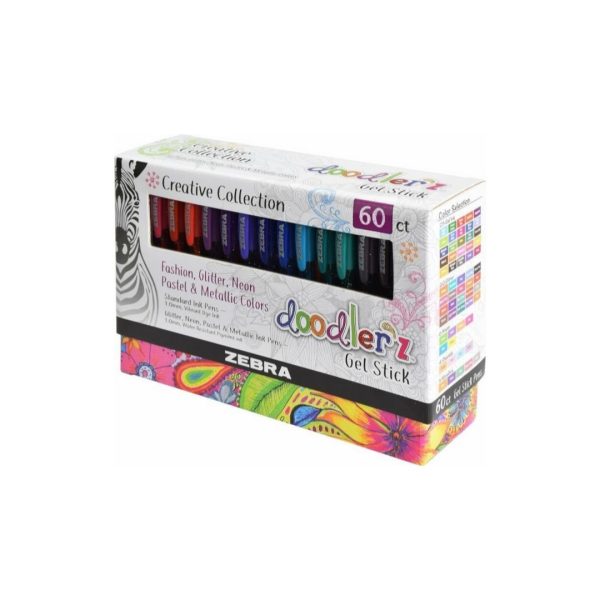 60 Pack Zebra Pen Doodler’z Gel Stick Pens Assorted For Discount