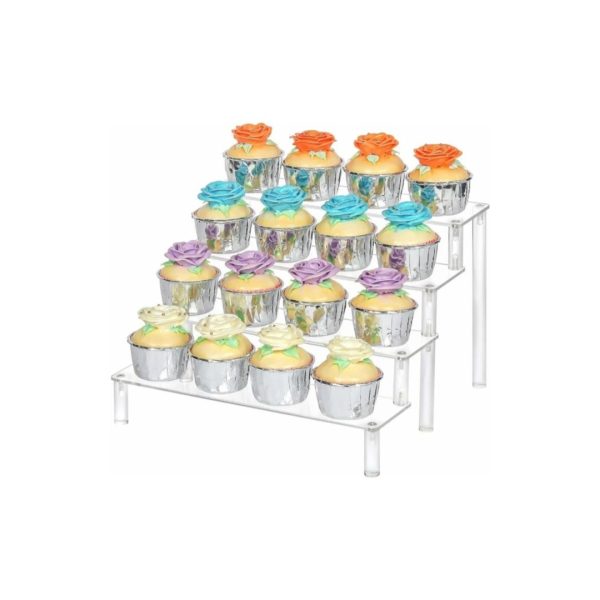 4 Tier Acrylic Display Riser Shelf Cupcake Stand Online now