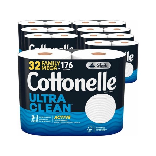 Cottonelle Ultra Clean Toilet Paper (32 Family Mega Rolls = 176 Regular Rolls) Online Sale