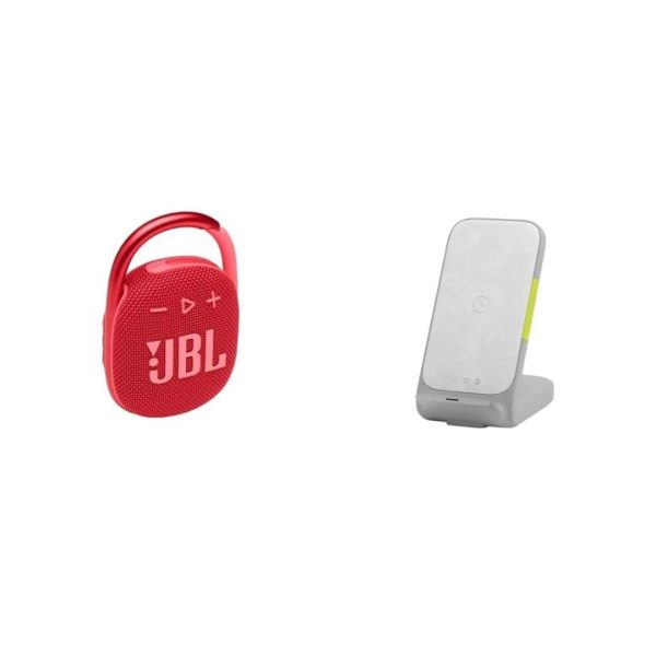 JBL Clip 4 Bundle, Portable Mini Bluetooth Speaker and InfinityLab InstantStation Wireless Stand Supply