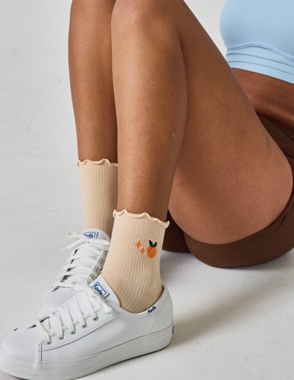 Everyday Ruffle Peach Sock Hot on Sale