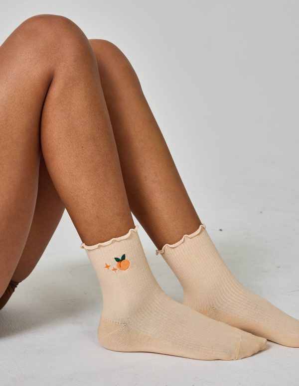 Everyday Ruffle Peach Sock Hot on Sale - Image 4